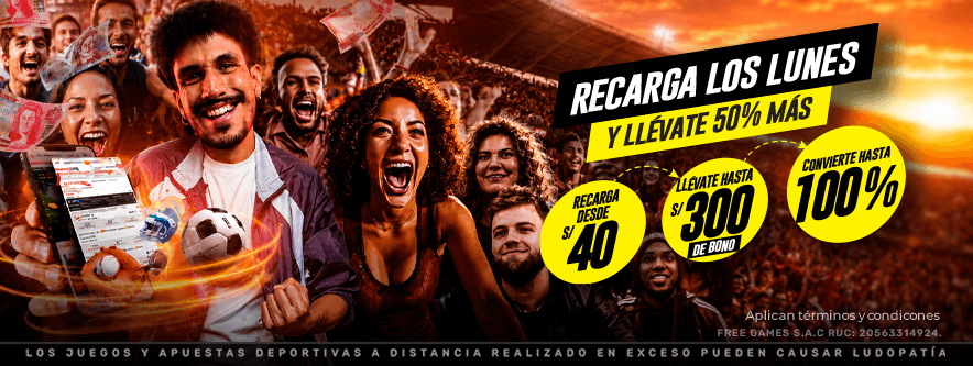 promocion Recarga los lunes y llévate 50% más en bono